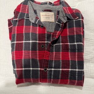Weatherproof Red and Black Plaid Button-Down Shirt